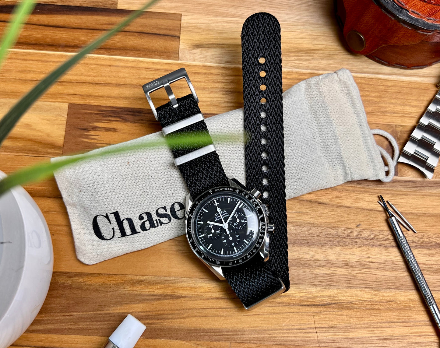 Black NATO Herringbone Strap