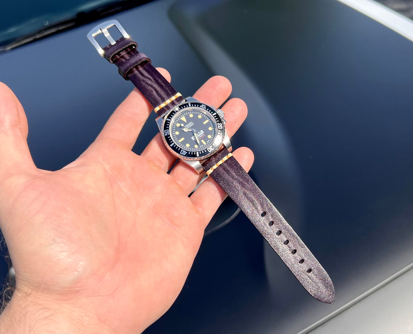 Elephant Grey Vintage Leather Watch Strap