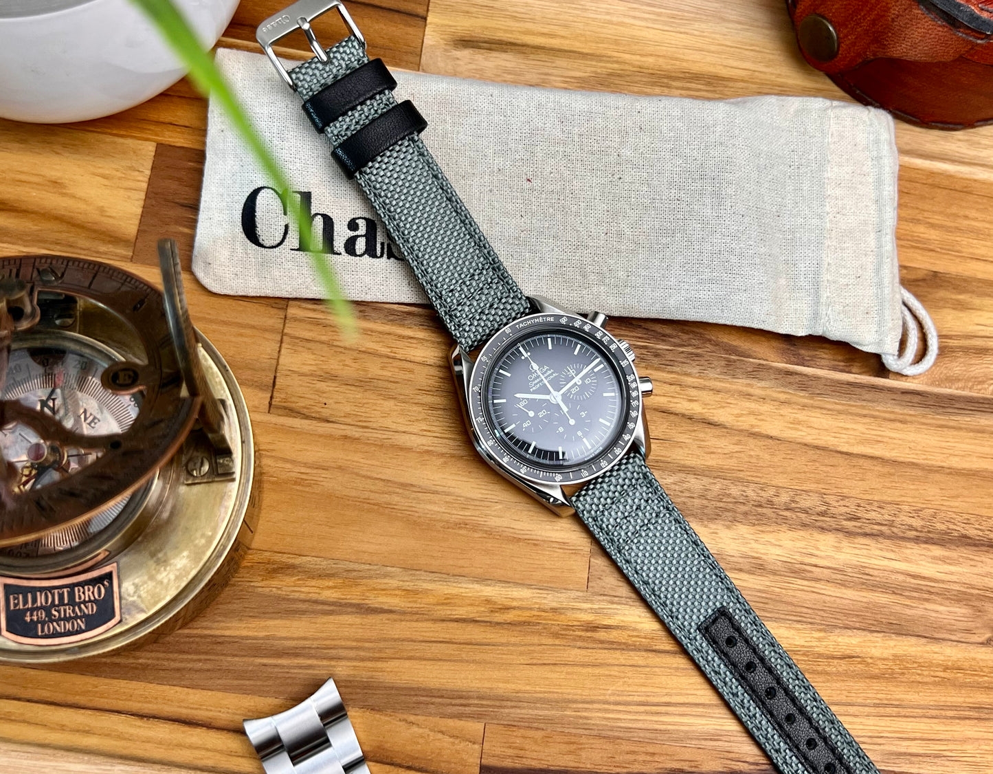 Cordura Strap-Grey with Black Leather