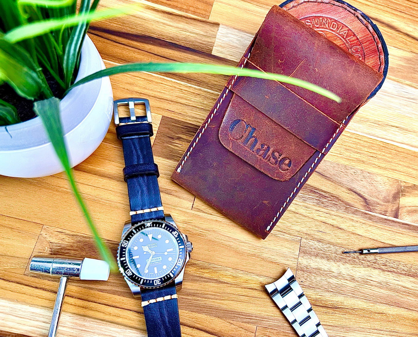 Vintage Leather Travel Watch Pouch
