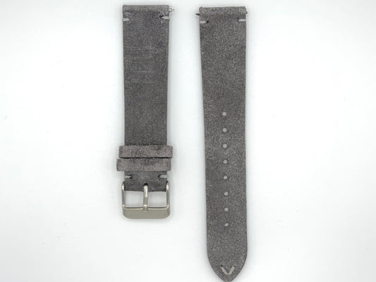 Grey Vintage Suede Leather Watch Strap