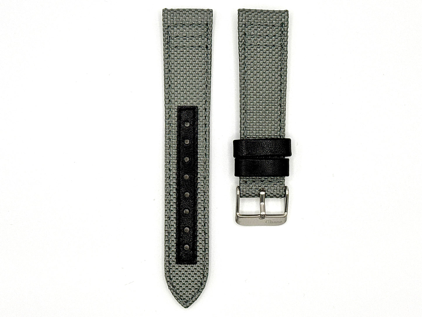 Cordura Strap-Grey with Black Leather