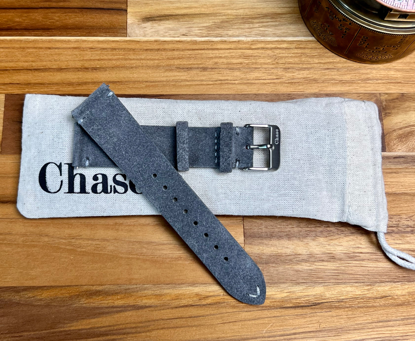 Grey Vintage Suede Leather Watch Strap